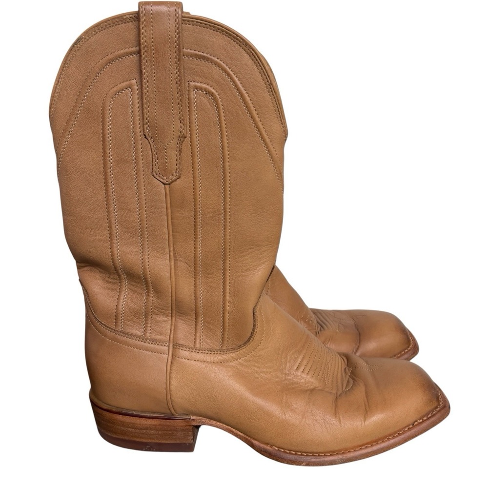 Tecovas Men's Cowboy Western Boots Tan Leather Square Toe Pull On Size 9.5 D